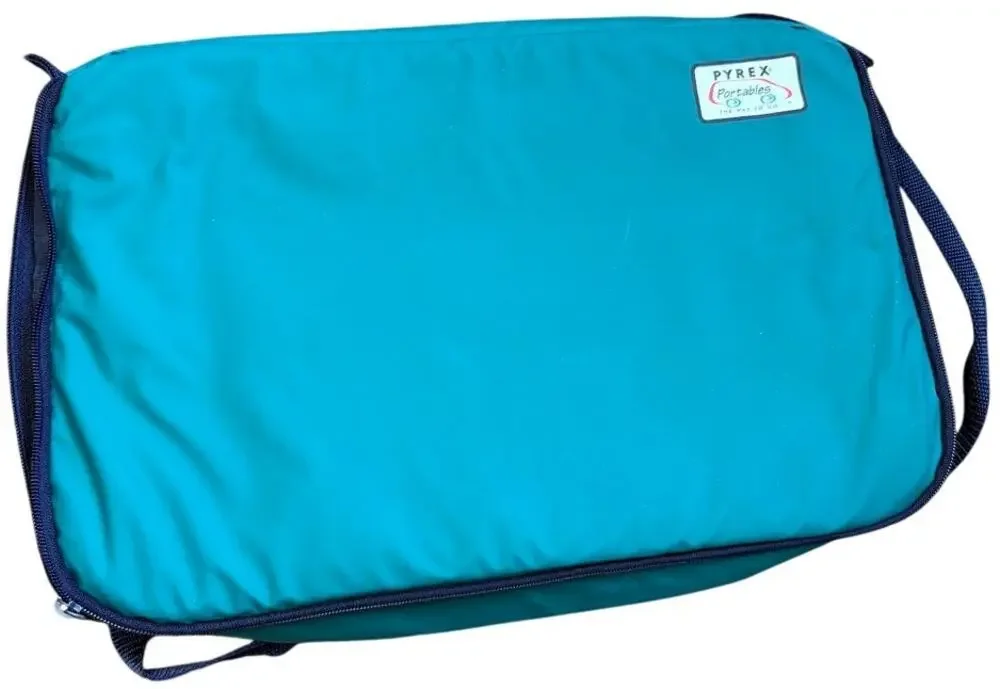 Vintage Pyrex Insulated Casserole Carrier Warming Tote Bag Blue Retro